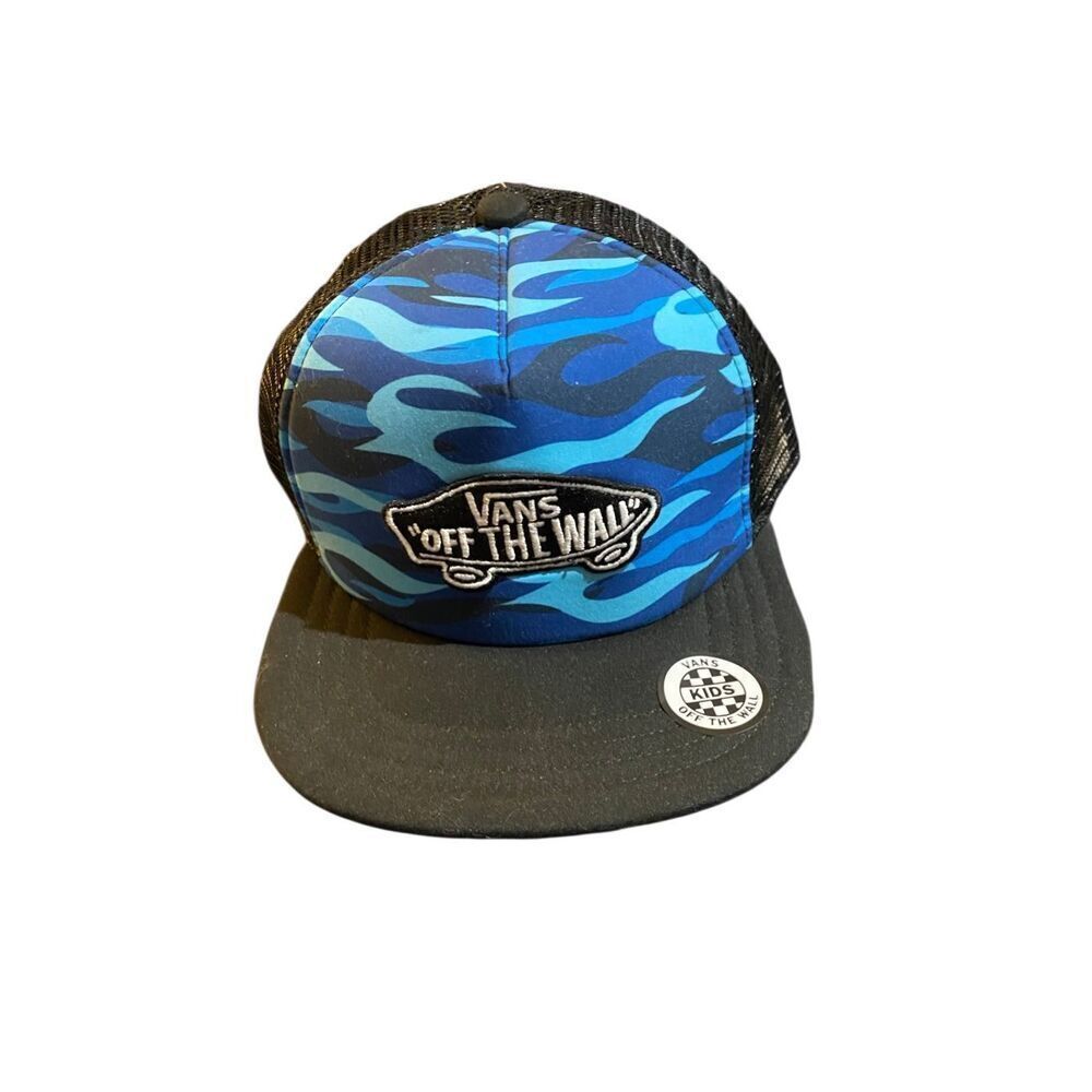 NWT vans boys, classic Patchwork, black and blue snapback trucker baseball hat